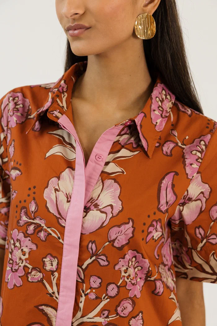 Cotton Floral Maxi, Rust