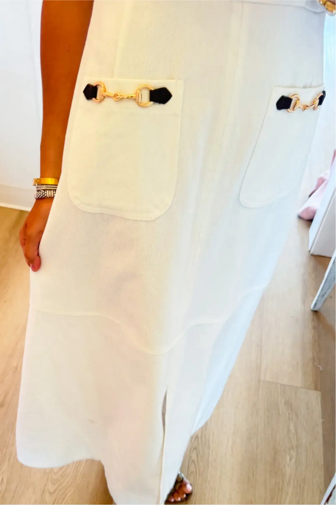 Off White Sleeveless Midi Dress