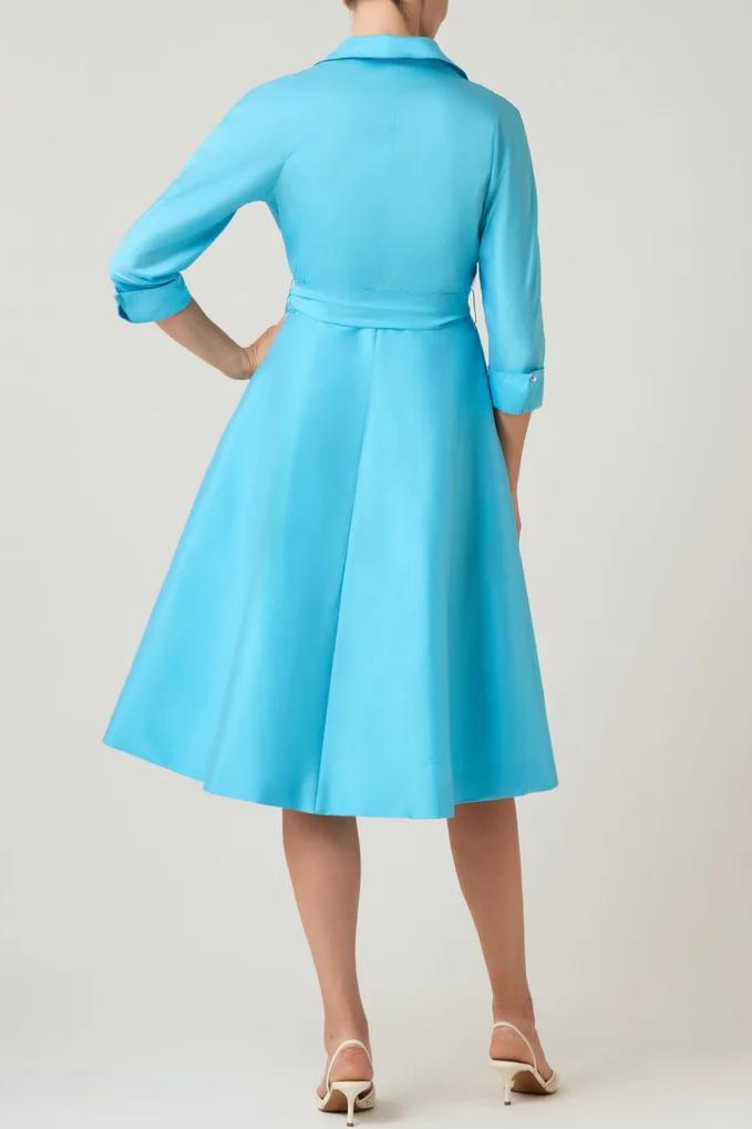 Belted Taffeta Shirt Dress