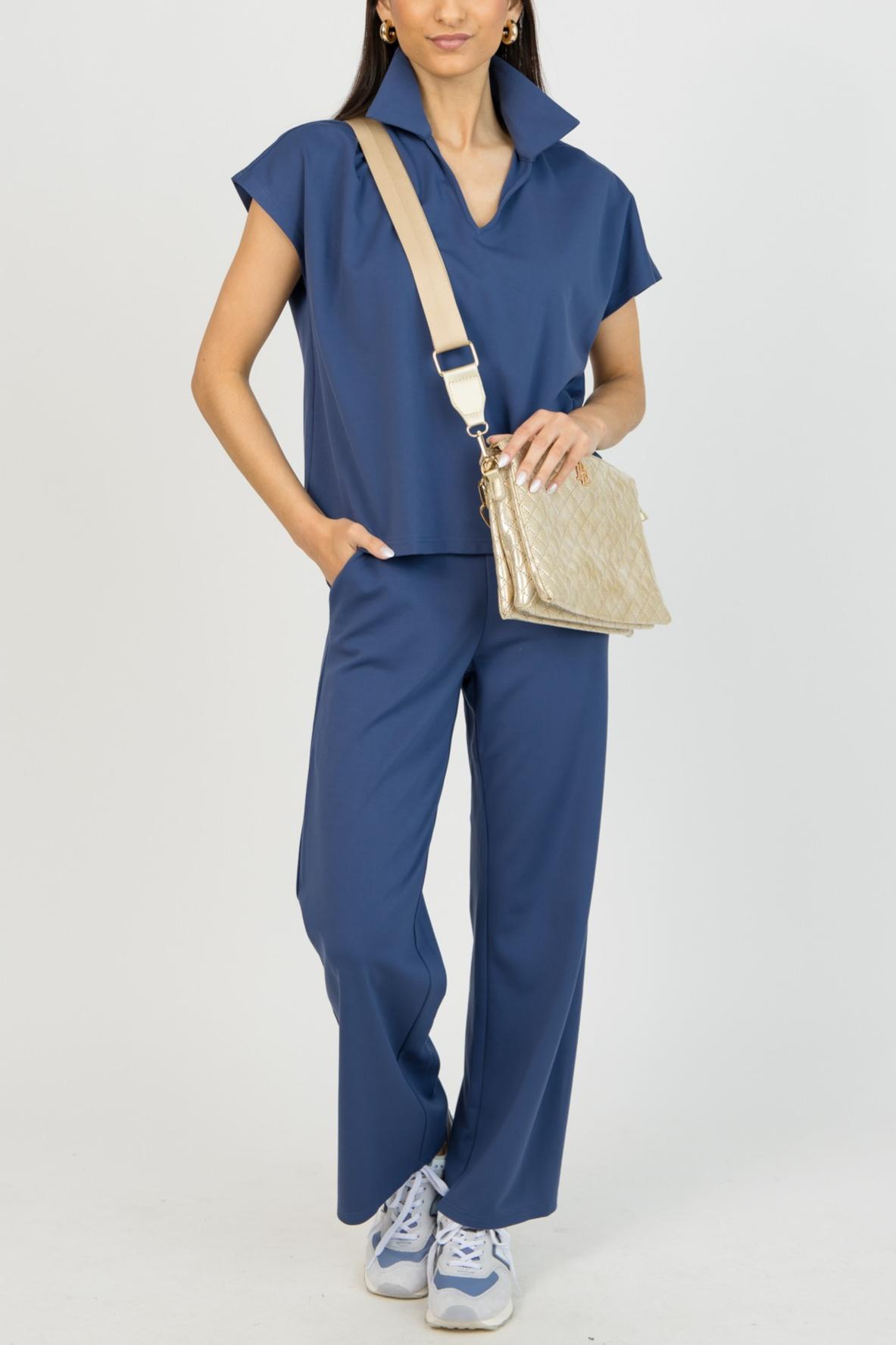 Lyla Stretch Pants Set, Slate