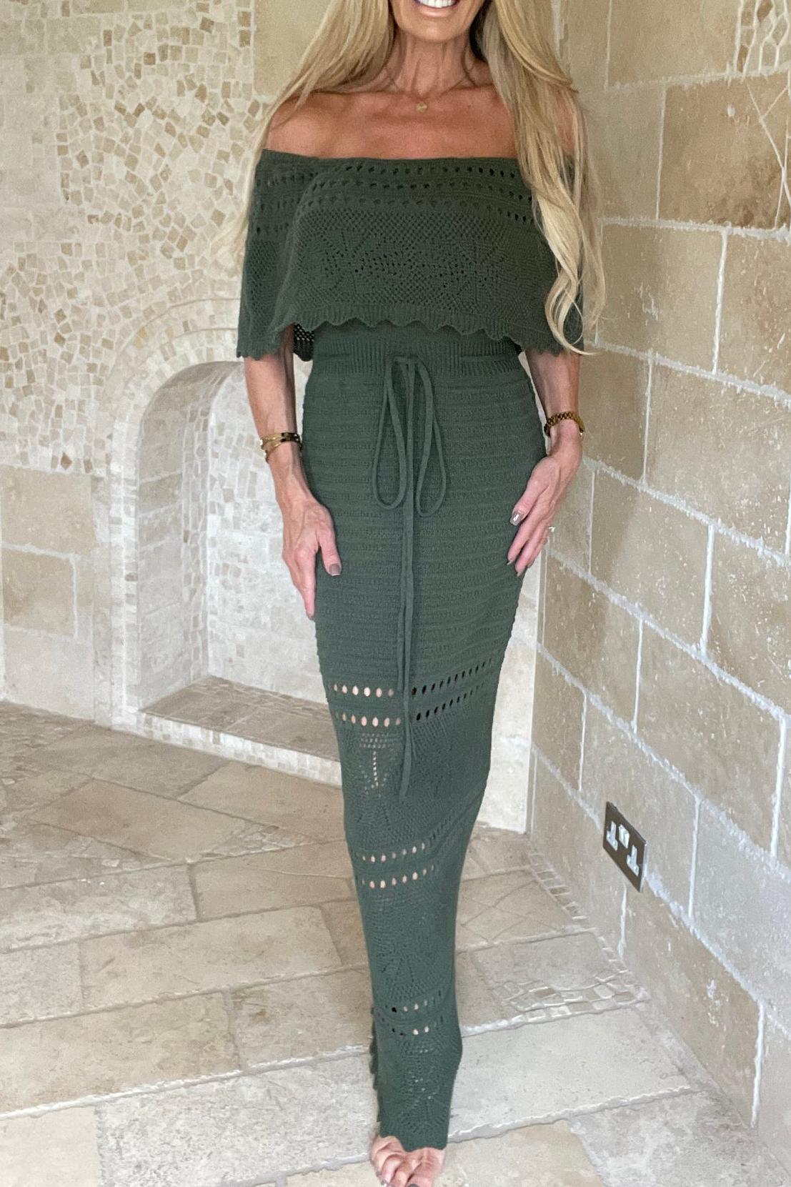 Crochet Bardot Maxi Dress