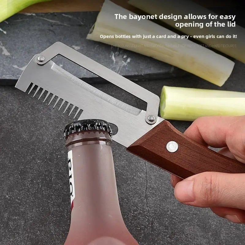 2-in-1 Stainless Steel Peeler & Shredder Set with Wooden Handle