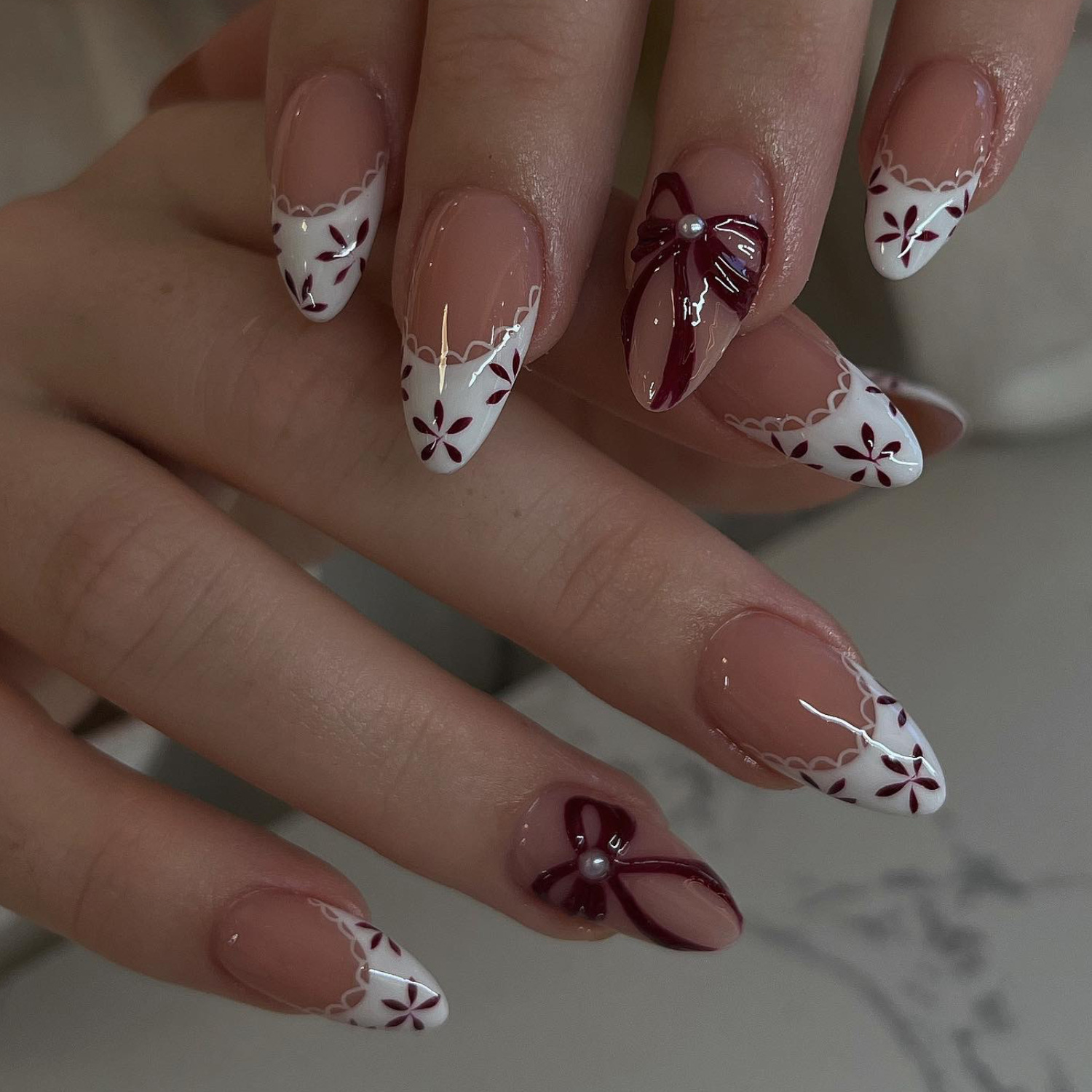 Valentine’s French Heart Press-On Nails | Minimalist White Lace | Sweet Women’s Fake Nails