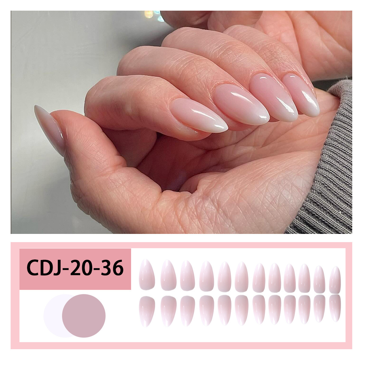 Minimalist Almond Press-On Nails | White Ombre False Nails | Easy Apply & Removable Manicure Set