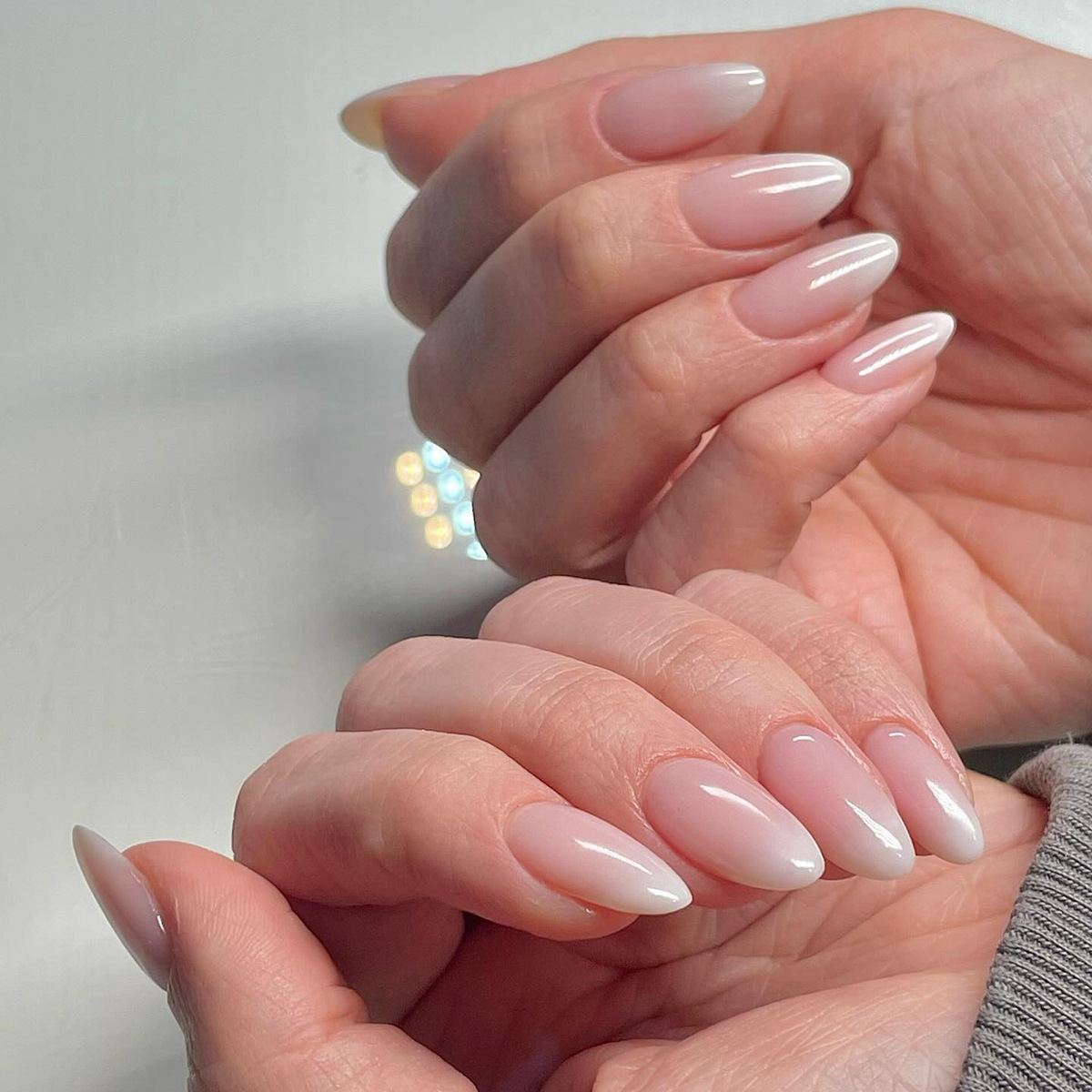 Minimalist Almond Press-On Nails | White Ombre False Nails | Easy Apply & Removable Manicure Set