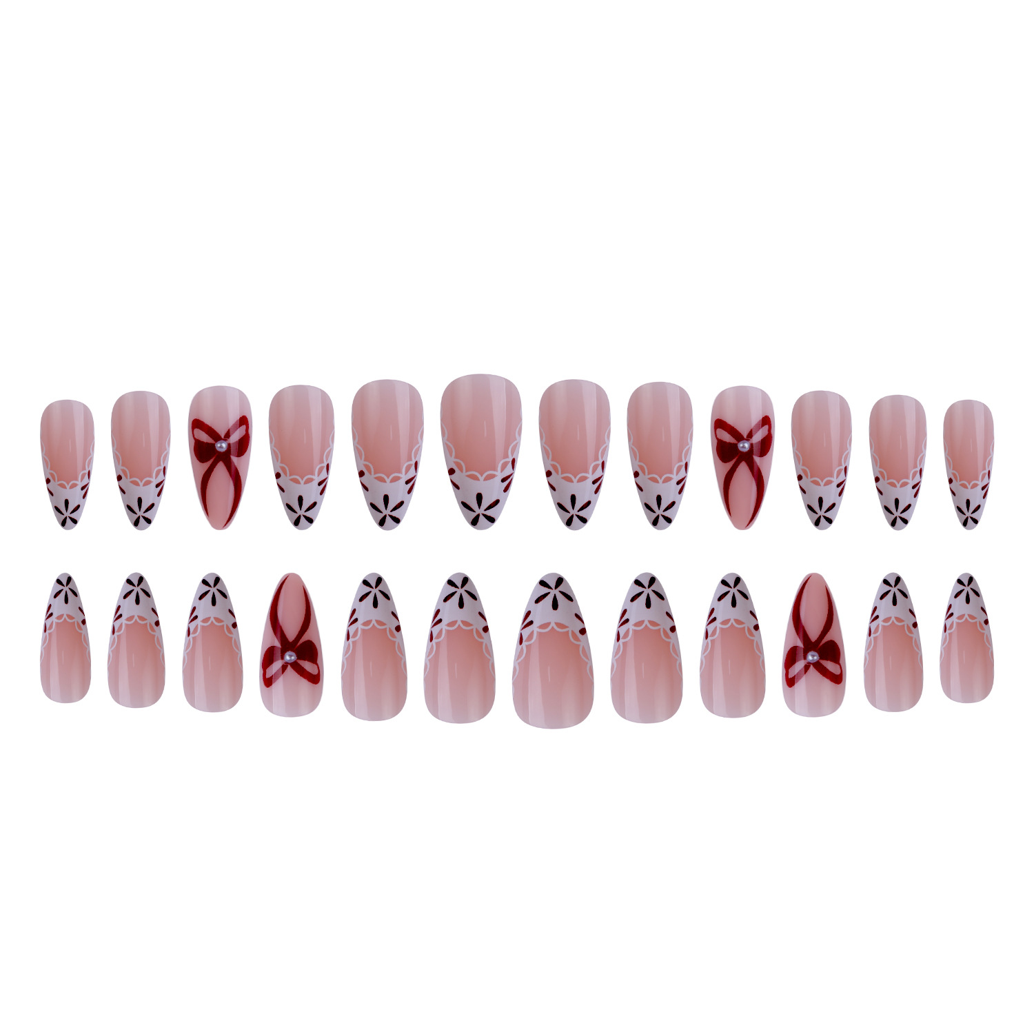 Valentine’s French Heart Press-On Nails | Minimalist White Lace | Sweet Women’s Fake Nails