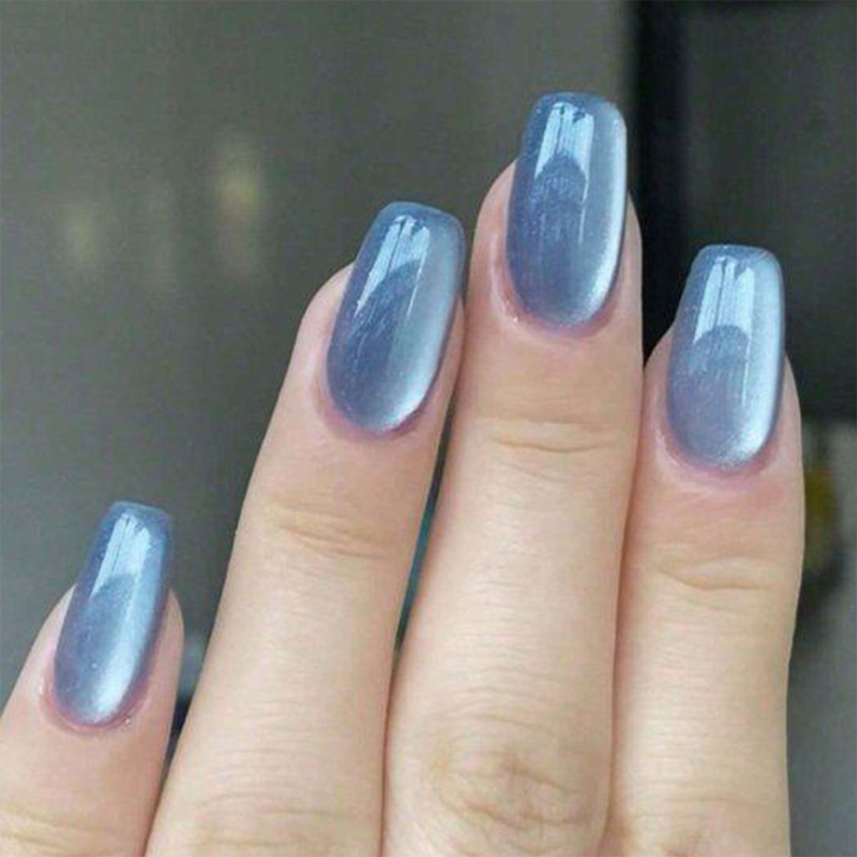 Cat Eye Almond Press-On Nails – Minimalist Shell Glow, Detachable & Reusable