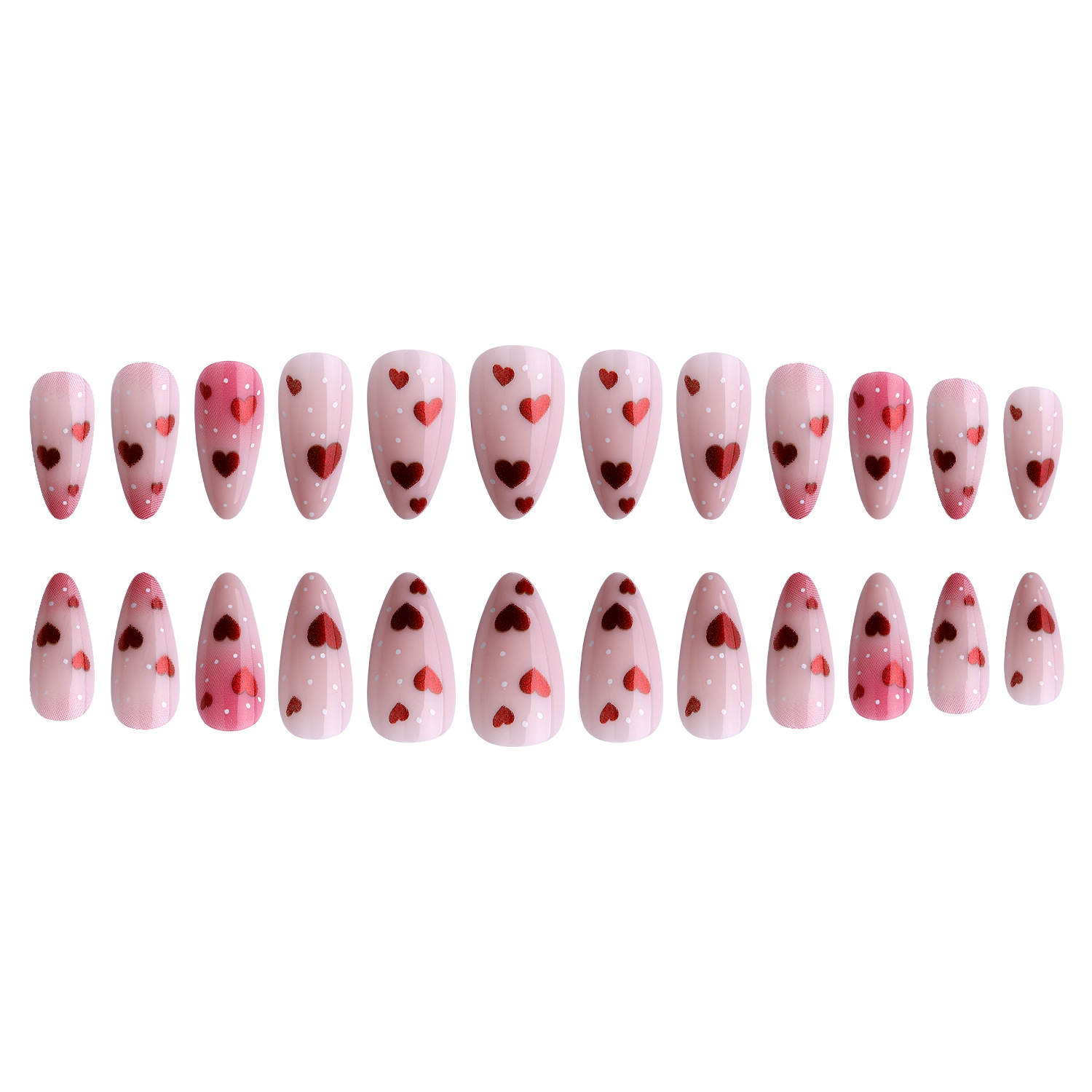Valentine’s Red Heart Almond Press-On Nails | Minimalist Chic
