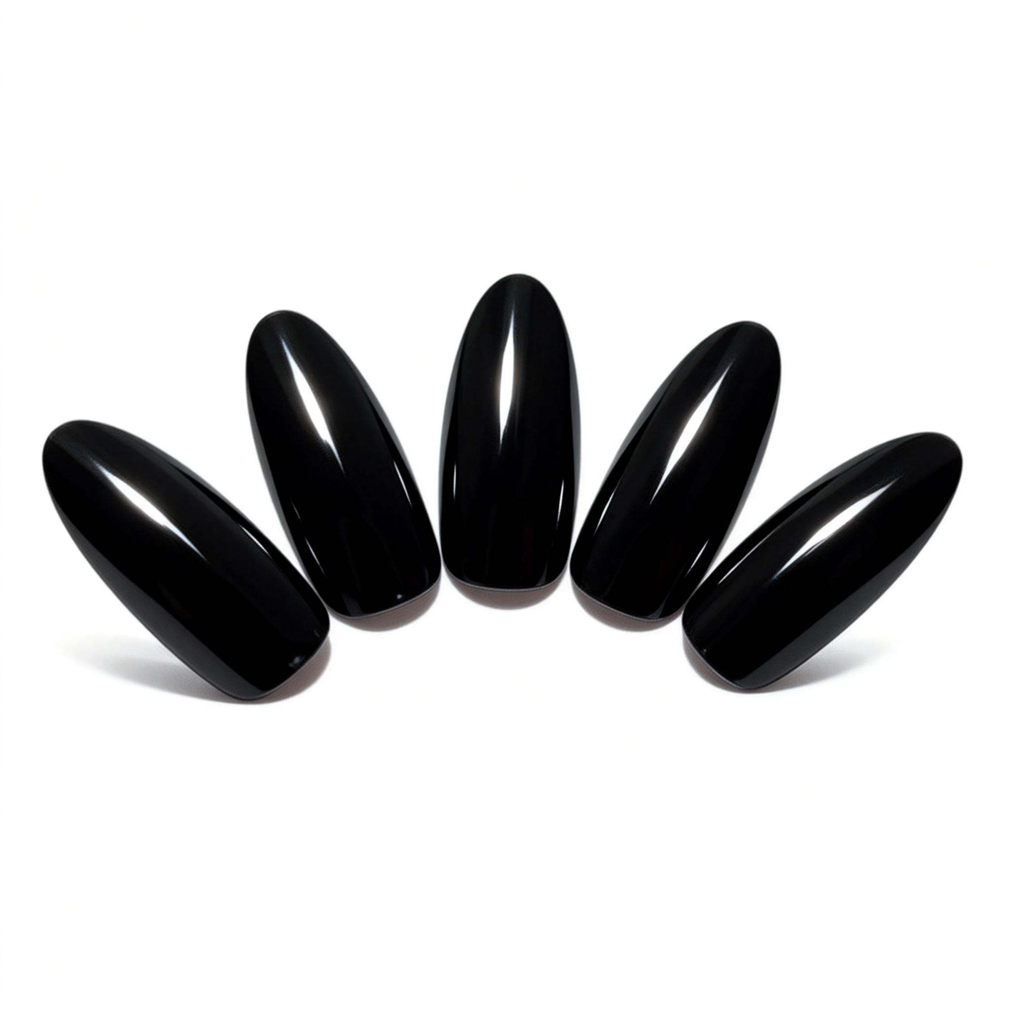 Glossy Black Almond Press-On Nails
