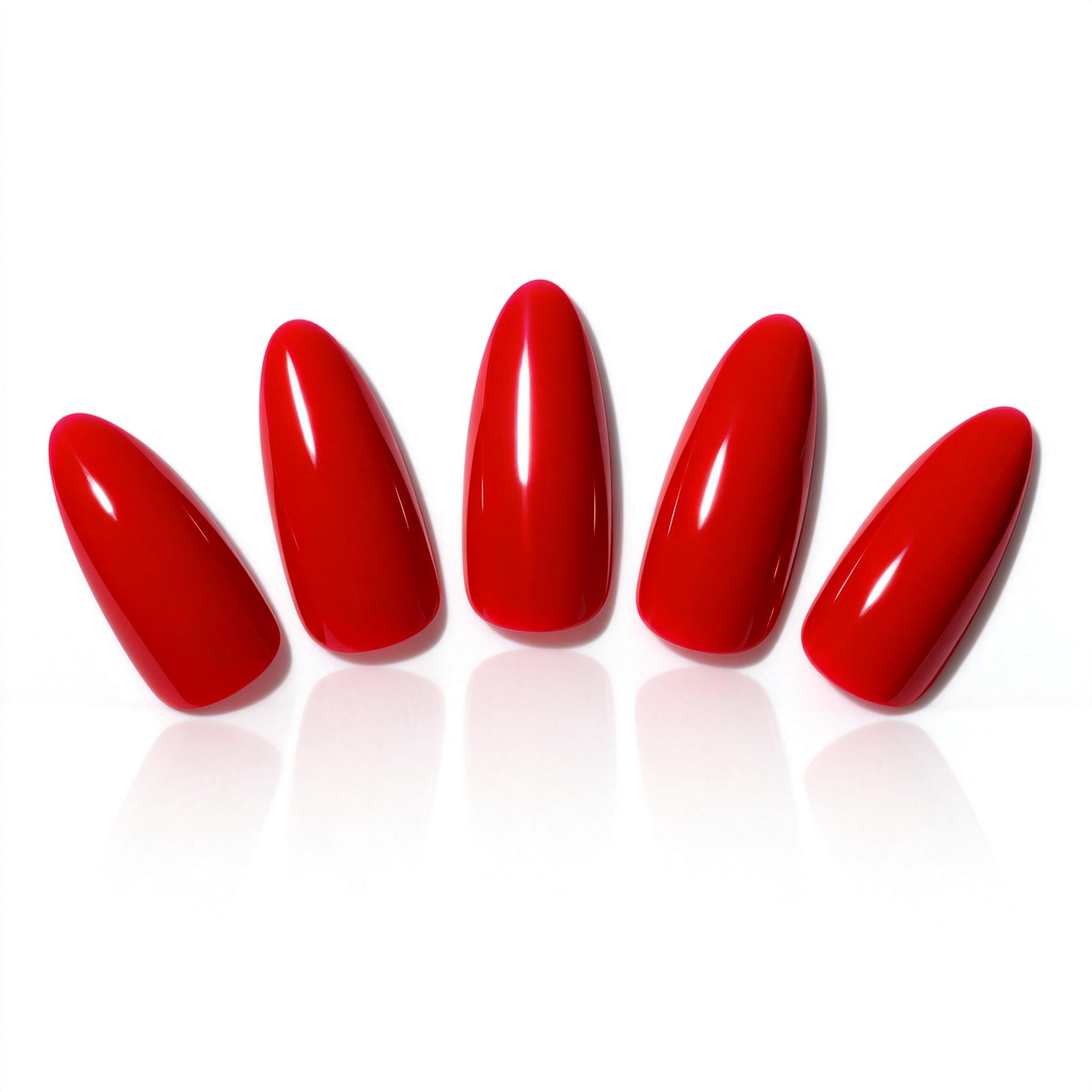 Classic Red Almond Press-On Nails