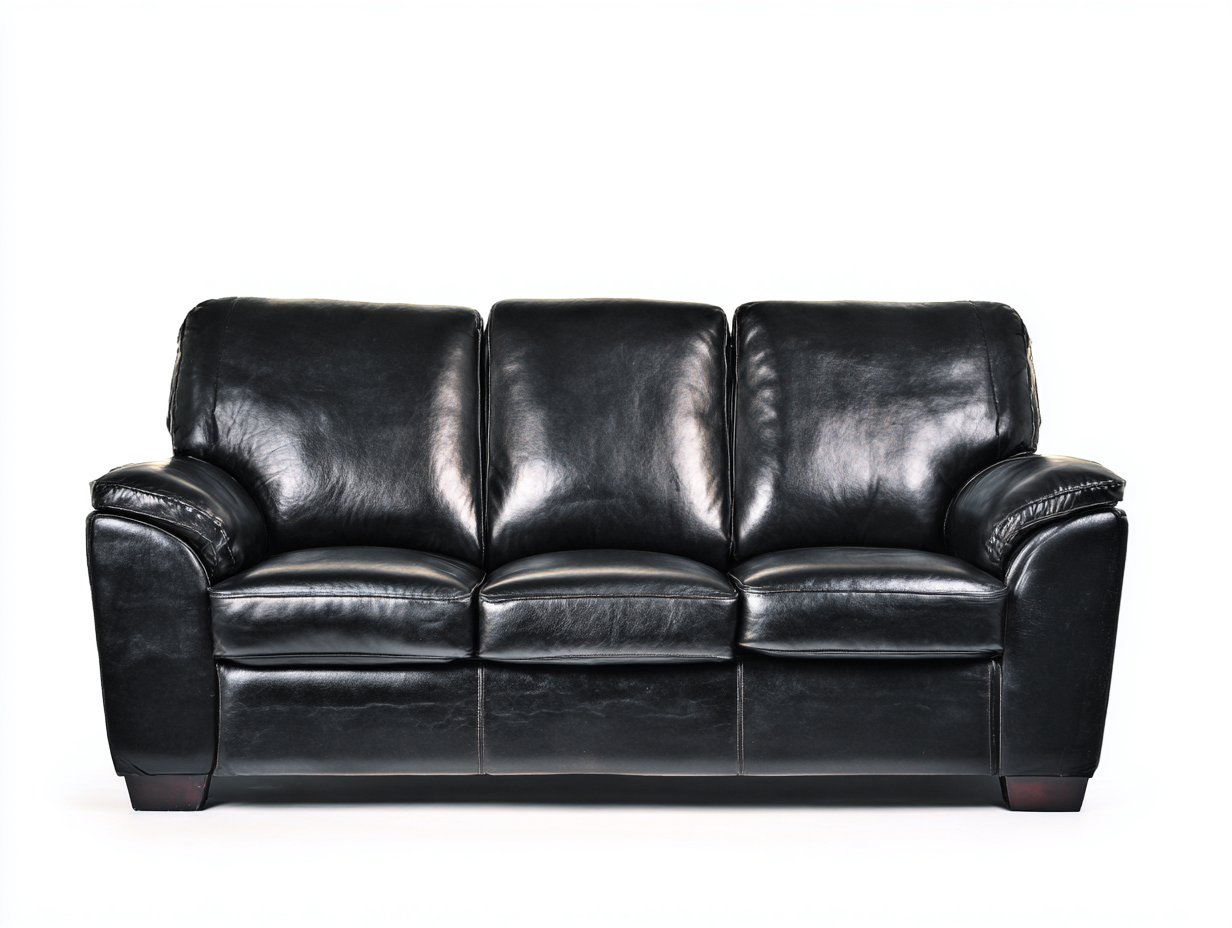 Standard Sofa Leather Upholstered 92x40x35 inches - Black - Classic Comfort Design-Sheltervo