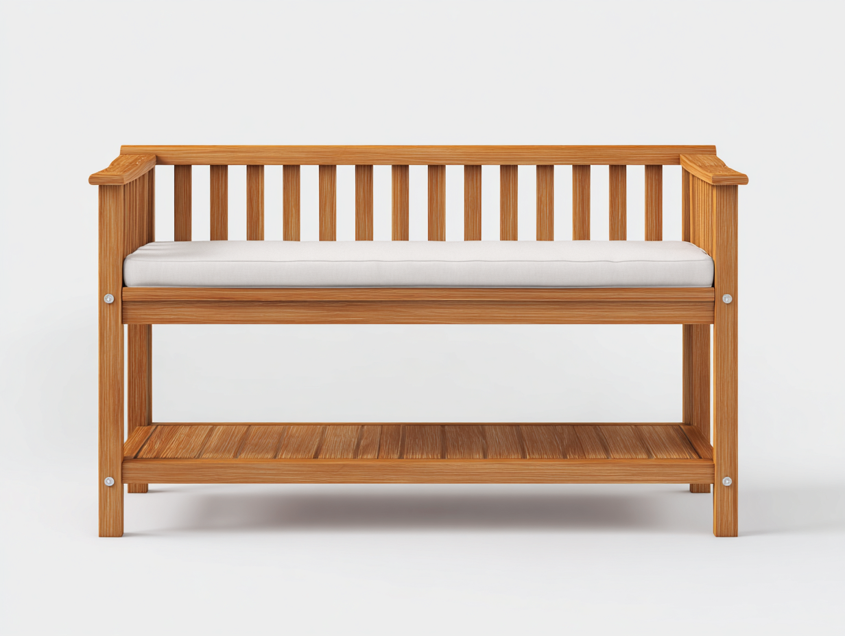 Garden Bench Solid Wood Frame 47x18x34 inches - Natural Wood-White - Outdoor Seating Design-Sheltervo