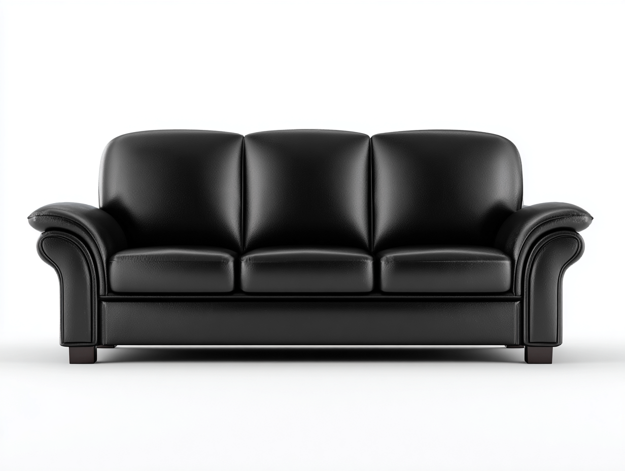 Standard Sofa upholstered faux leather 88x38x36 inches - black - classic comfort design-Sheltervo