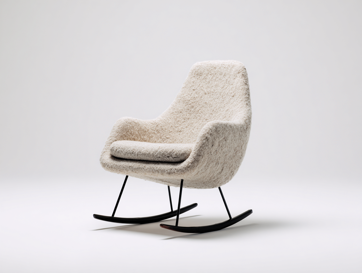 Rocking Chair boucle fabric upholstery 28x34x40 inches - beige - modern comfort design-Sheltervo