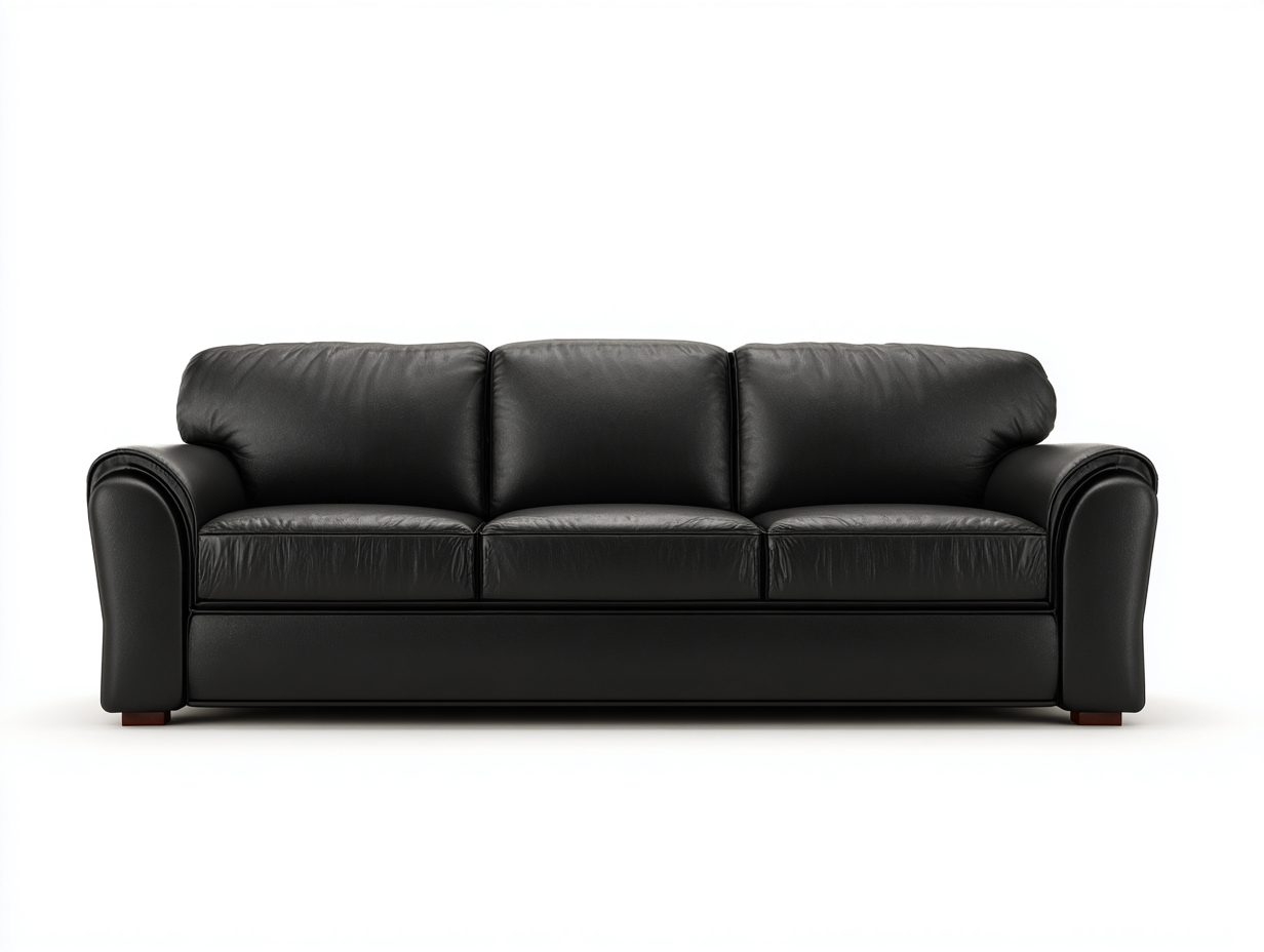 Standard Sofa upholstered leather 88x39x40 inches - black - classic comfort design-Sheltervo
