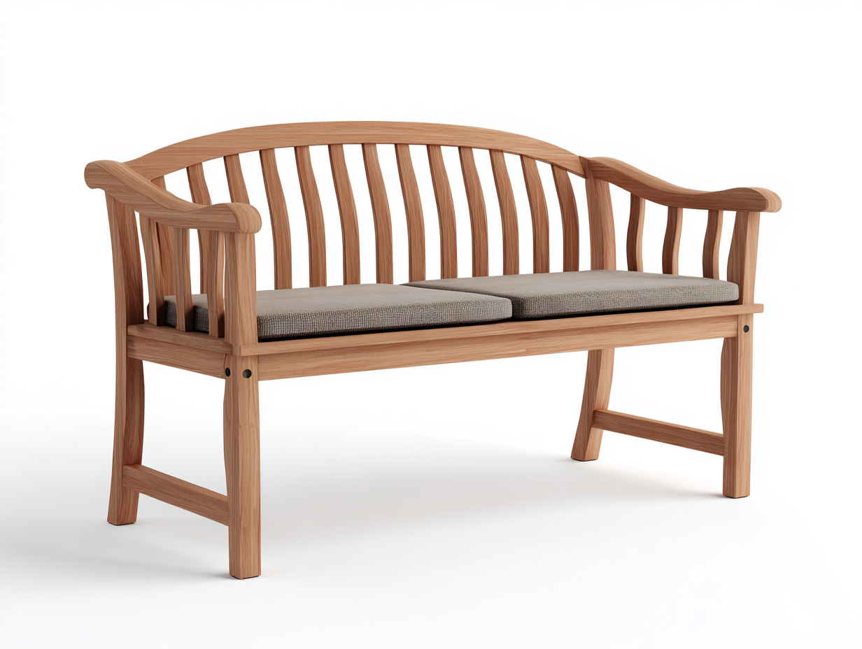 Garden Bench solid wood with seat cushion 55x23x34 inches - natural wood - outdoor classic design-Sheltervo