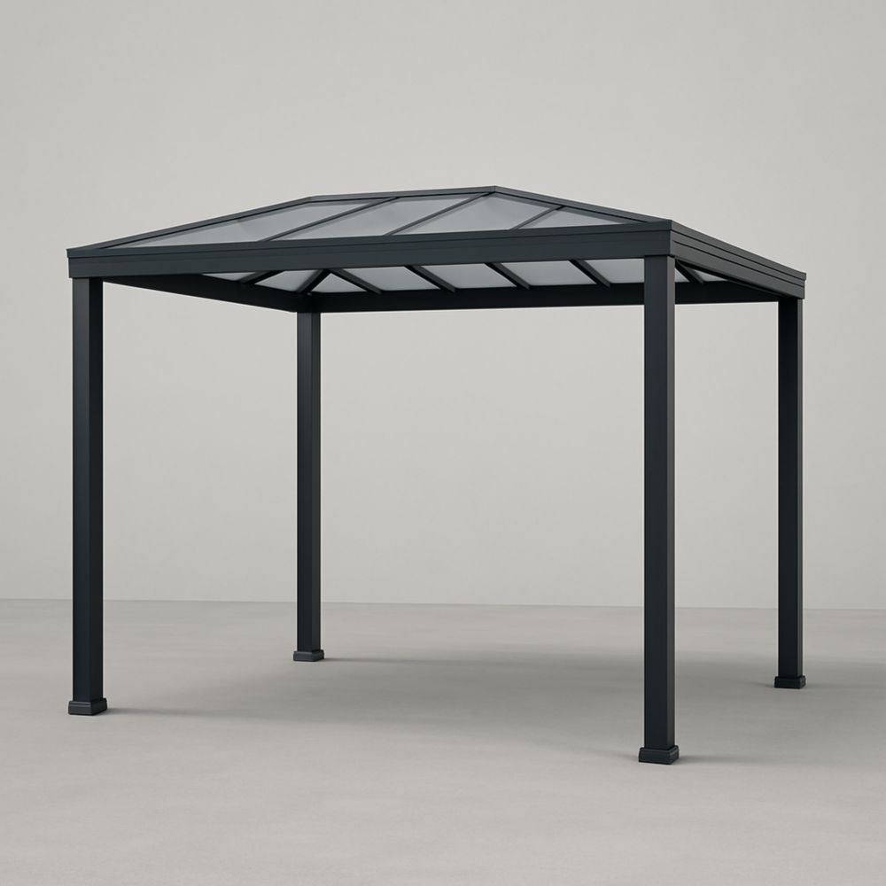 Gazebo in alluminio 300x300 cm con tetto in vetro temperato