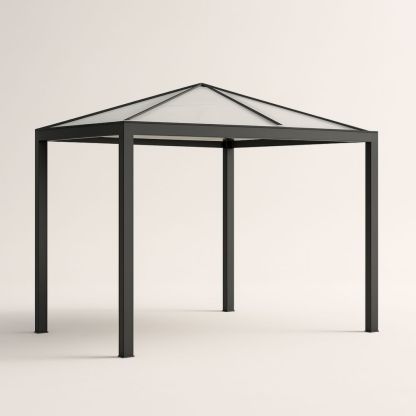 Gazebo in Alluminio con Tetto in Policarbonato Grigio 300x300 cm
