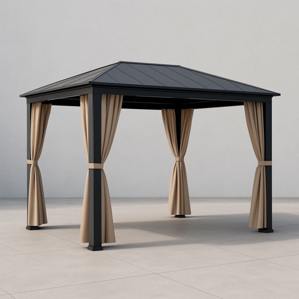 Gazebo da Giardino 300 cm in Alluminio con Tende in Poliestere