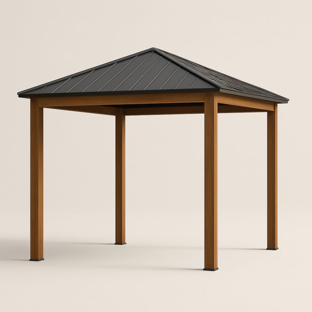Gazebo in Legno per Esterno con Tetto in Metallo