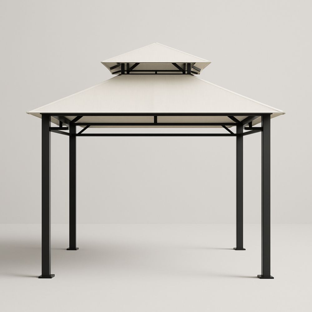 Gazebo da Giardino in Acciaio con Copertura in Poliestere Beige