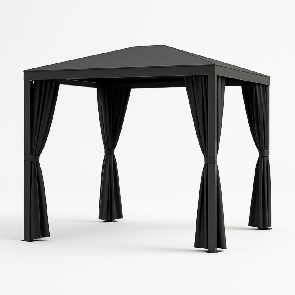 Gazebo da Esterno 3x3m in Acciaio e Poliestere Nero