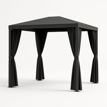 Gazebo da Esterno 3x3m in Acciaio e Poliestere Nero