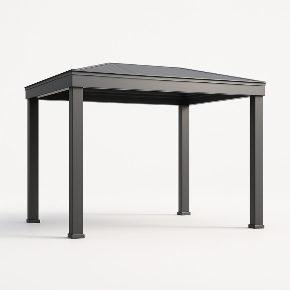 Gazebo Quadrato in Alluminio con Tetto in Acciaio Zincato 300 cm Grigio Scuro