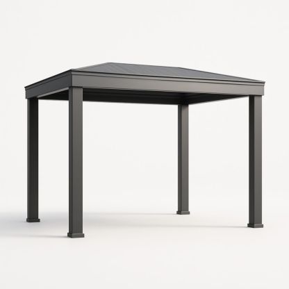Gazebo Quadrato in Alluminio con Tetto in Acciaio Zincato 300 cm Grigio Scuro