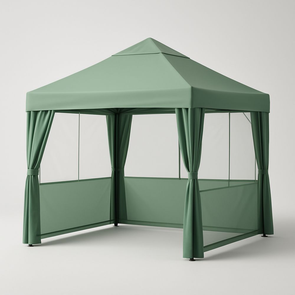 Gazebo 3x3m Verde in Acciaio e Poliestere