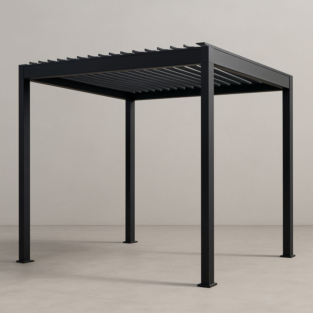Gazebo in alluminio 300x300x250 cm nero con lamelle regolabili
