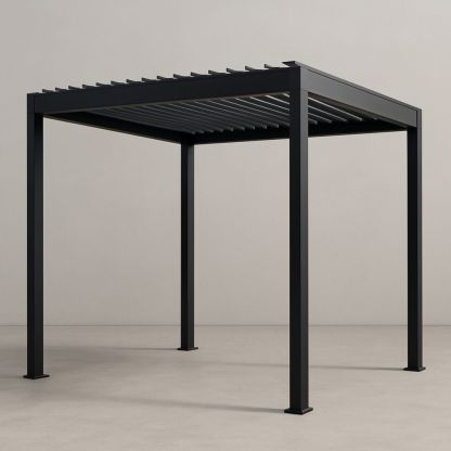 Gazebo in alluminio 300x300x250 cm nero con lamelle regolabili
