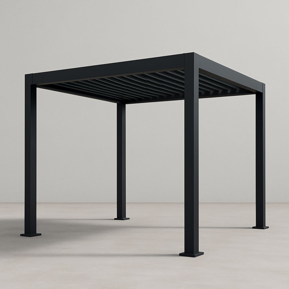 Pergola Quadrata in Alluminio Nero 300x300 cm