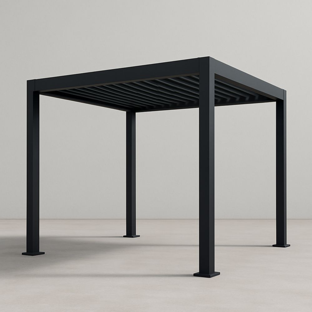 Pergola Quadrata in Alluminio Nero 300x300 cm