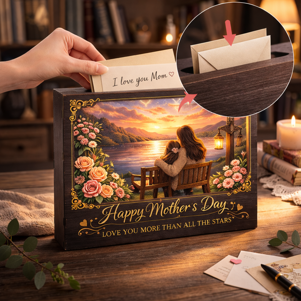 Personalized Mother’s Day Light Museum of Love Frame– Custom Mom & Child Photo Frame Lamp, Back View or Portrait Style, Starry Night Shadow Box Gift