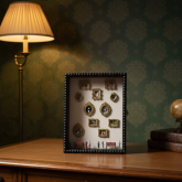 Custom Mini Memory Gallery Photo Frame - Pearl Trimmed Vintage Museum Style Display with Tiny Visitor Figurines- Custom Museum of us Frame
