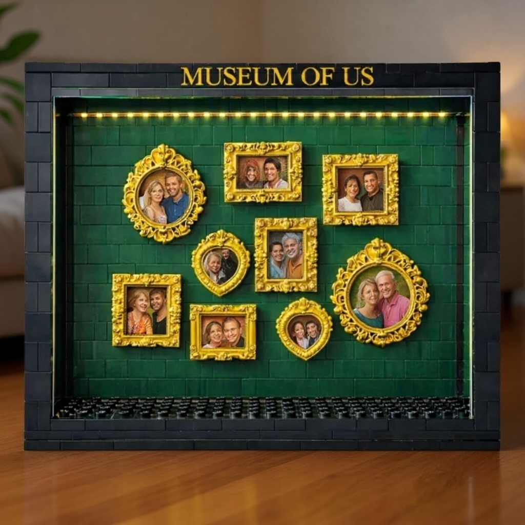 Museum of Us Frame – Personalized Building Blocks Puzzle Art | Custom Mini Memory Museum Gift