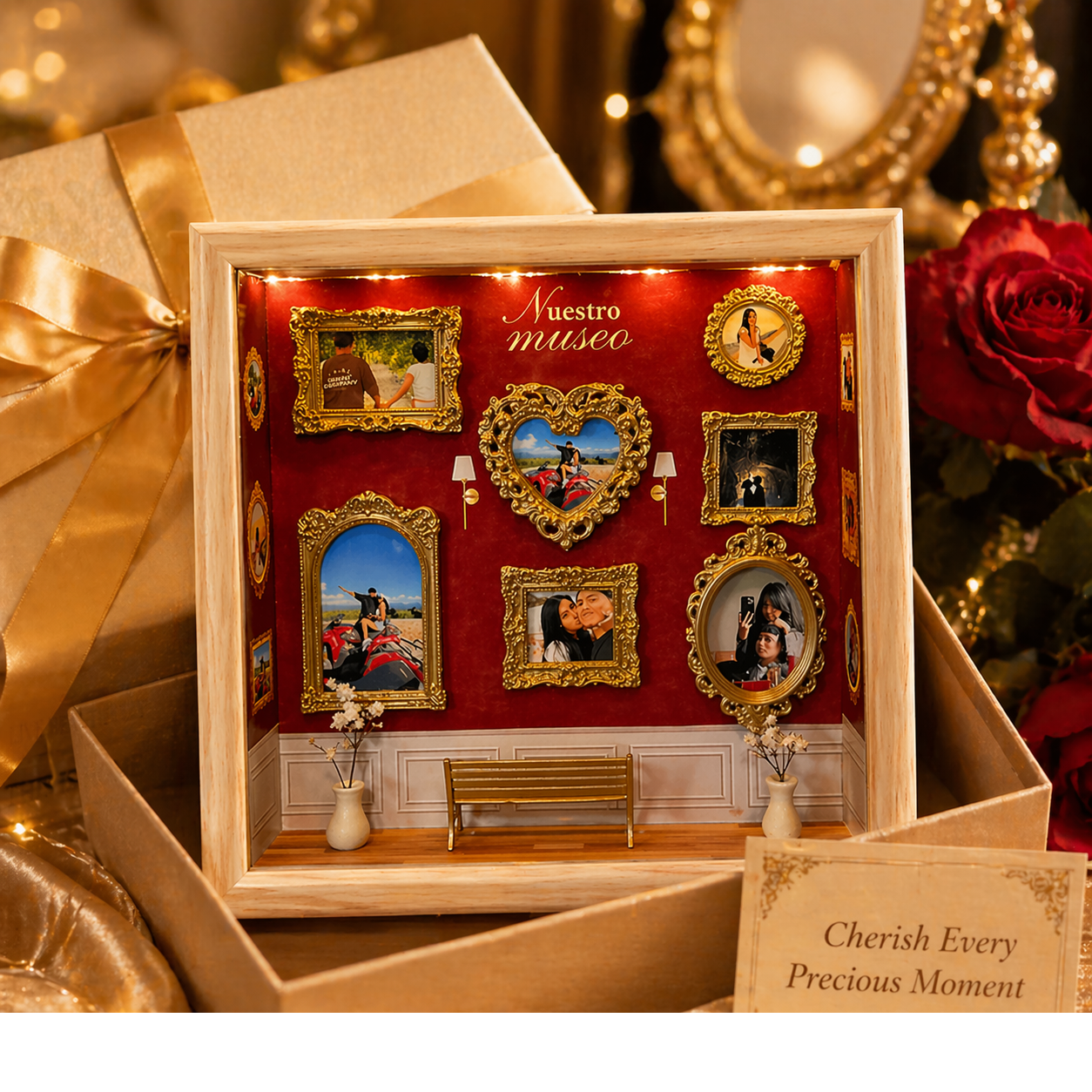 Personalized "Our Museum" Shadow Box Frame – Custom Romantic Photo Display, Vintage Gallery Style Memory Gift for Couples & Anniversary