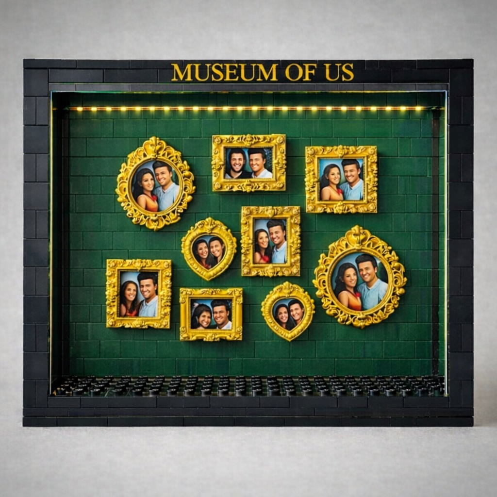 Museum of Us Frame – Personalized Building Blocks Puzzle Art | Custom Mini Memory Museum Gift