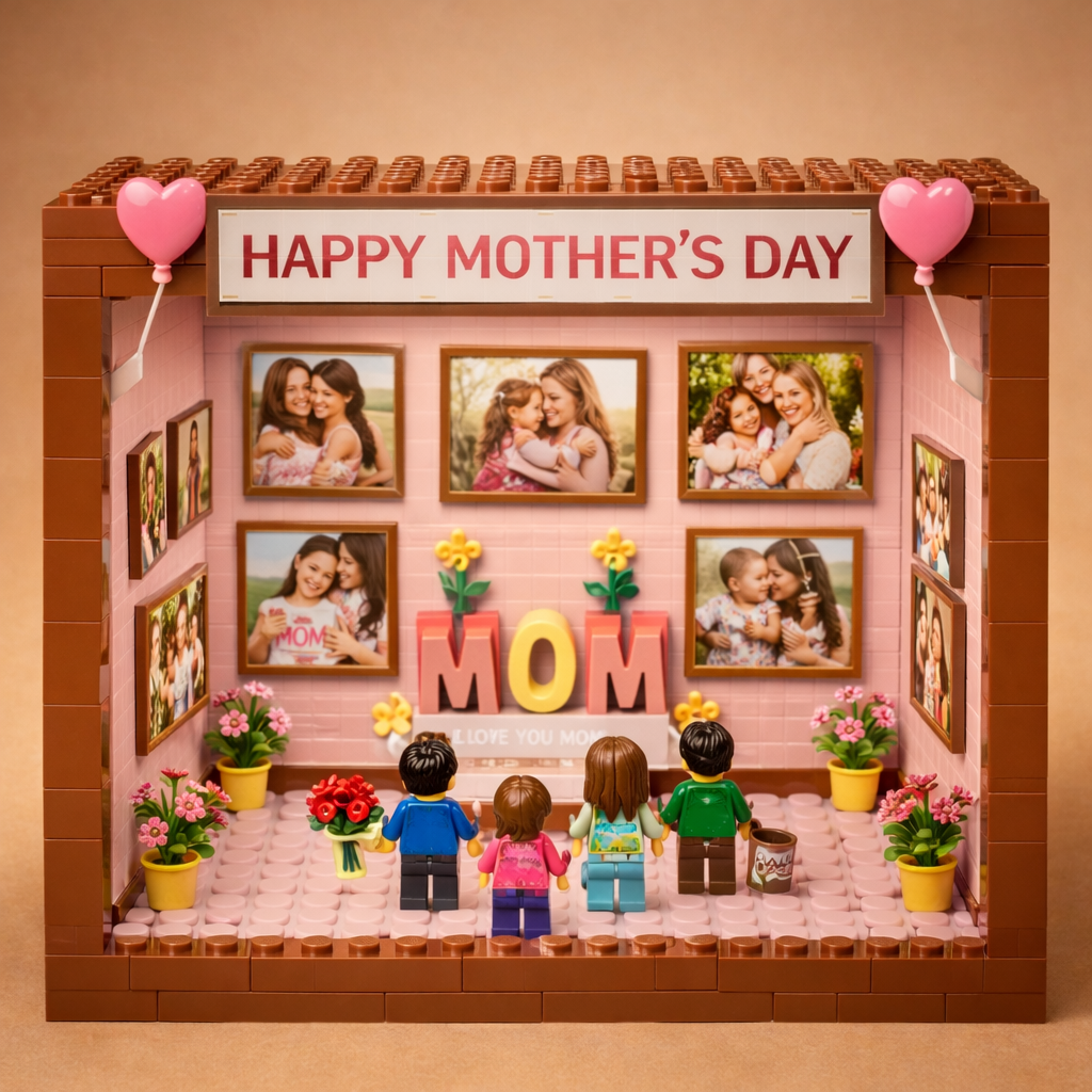 Mother’s Day Family Photo Gallery Building Museum Display – Heartwarming Mom Tribute Decorative Scene
