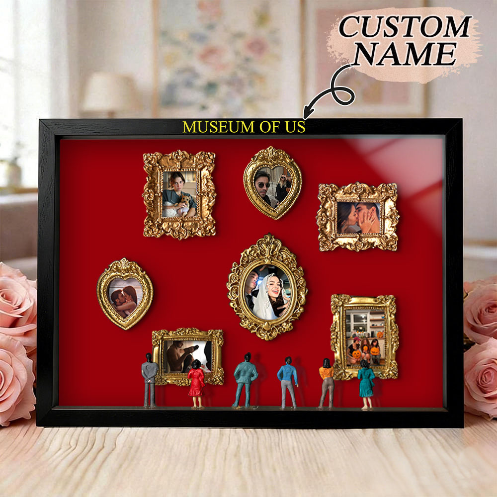Museum of Us Frame Personalized Couples Gift for Her LED Light Cute Miniature Museum Text Photo Gifts Meaningful Gift Valentine's Day Anniversary Gift- Custom Museum of us Frame