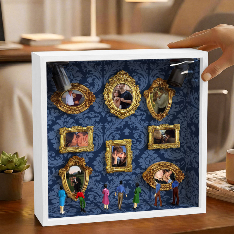Custom Mini Museum Photo Frame with Lights, Personalized Shadow