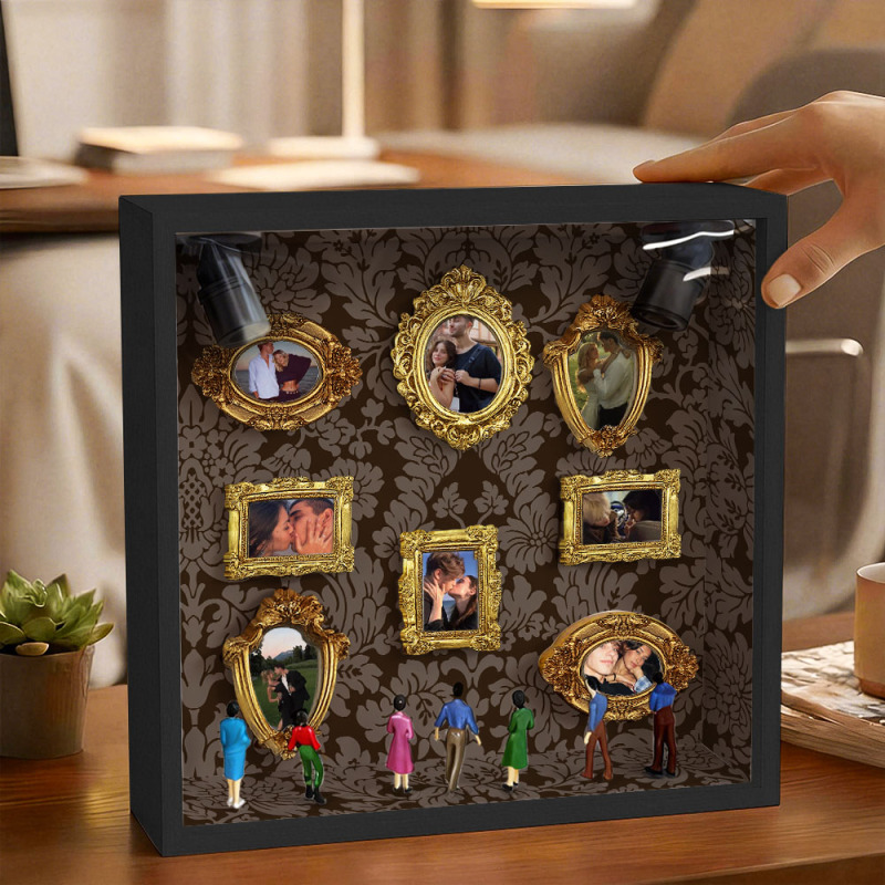Custom Mini Museum Photo Frame with Lights, Personalized Shadow