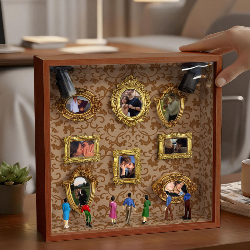 Custom Mini Museum Photo Frame with Lights, Personalized Shadow