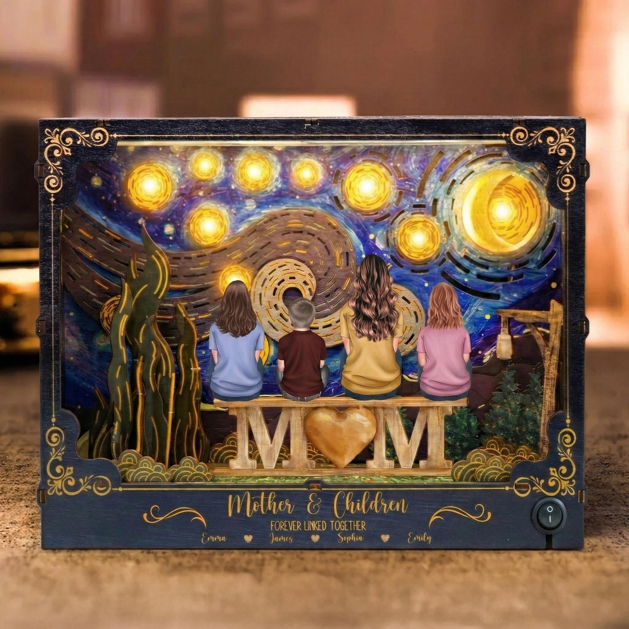 Personalized Reading Nook Museum Frame for Mom and Son - Starry Night Theme - DIY Kit for Mother's Day or Birthday Gift