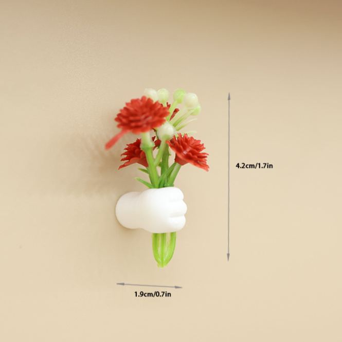Red Hand Holding Flower Mini Decorative Figurine 1.9*1.9*4.2 cm - MuseumofUsFrame