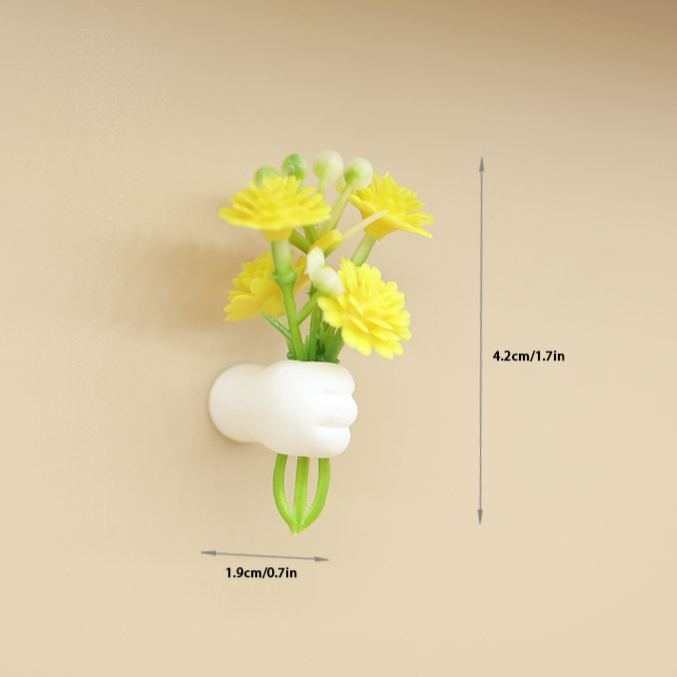Yellow Hand Holding Flower Mini Decorative Figurine 1.9*1.9*4.2 cm - MuseumofUsFrame