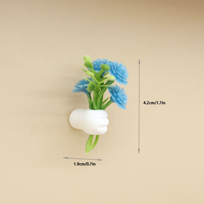 Blue Hand Holding Flower Mini Decorative Figurine 1.9*1.9*4.2 cm - MuseumofUsFrame