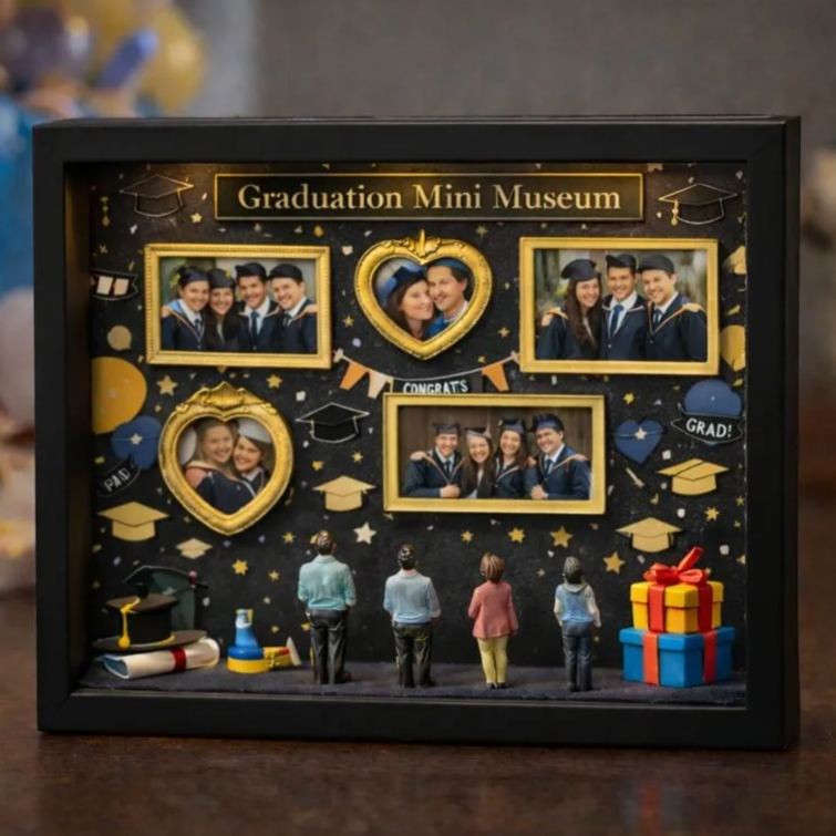 Museum of Us Frame – Personalized Graduation Gift | Mini Memory Museum Frame | Meaningful Custom Graduation Keepsake