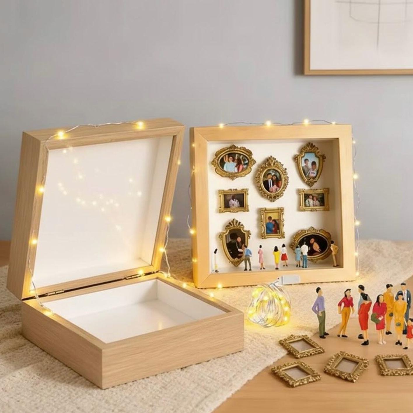 Personalized Love Museum Memory Box with Light 5/9 Photos + Mini Custom Gift-Museum of us Frame